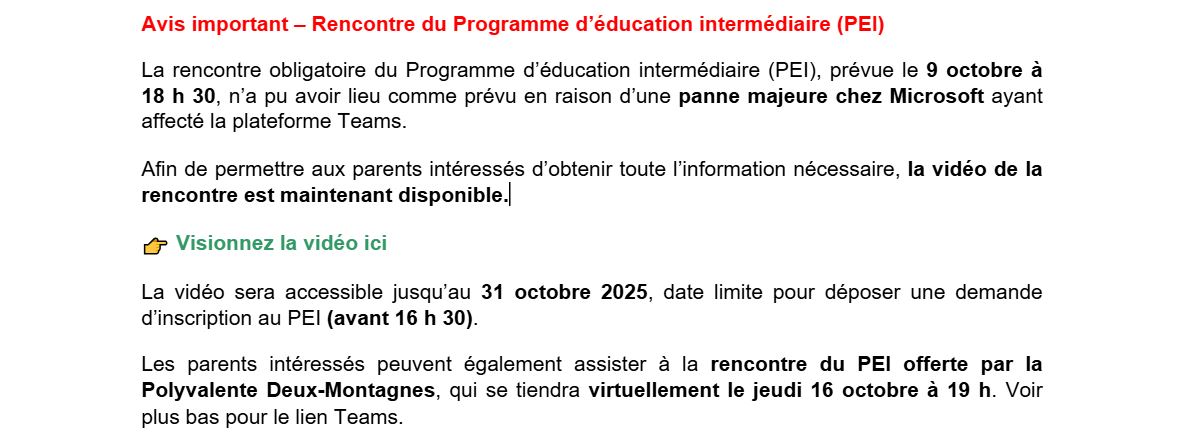 Rencontre d'information PEI