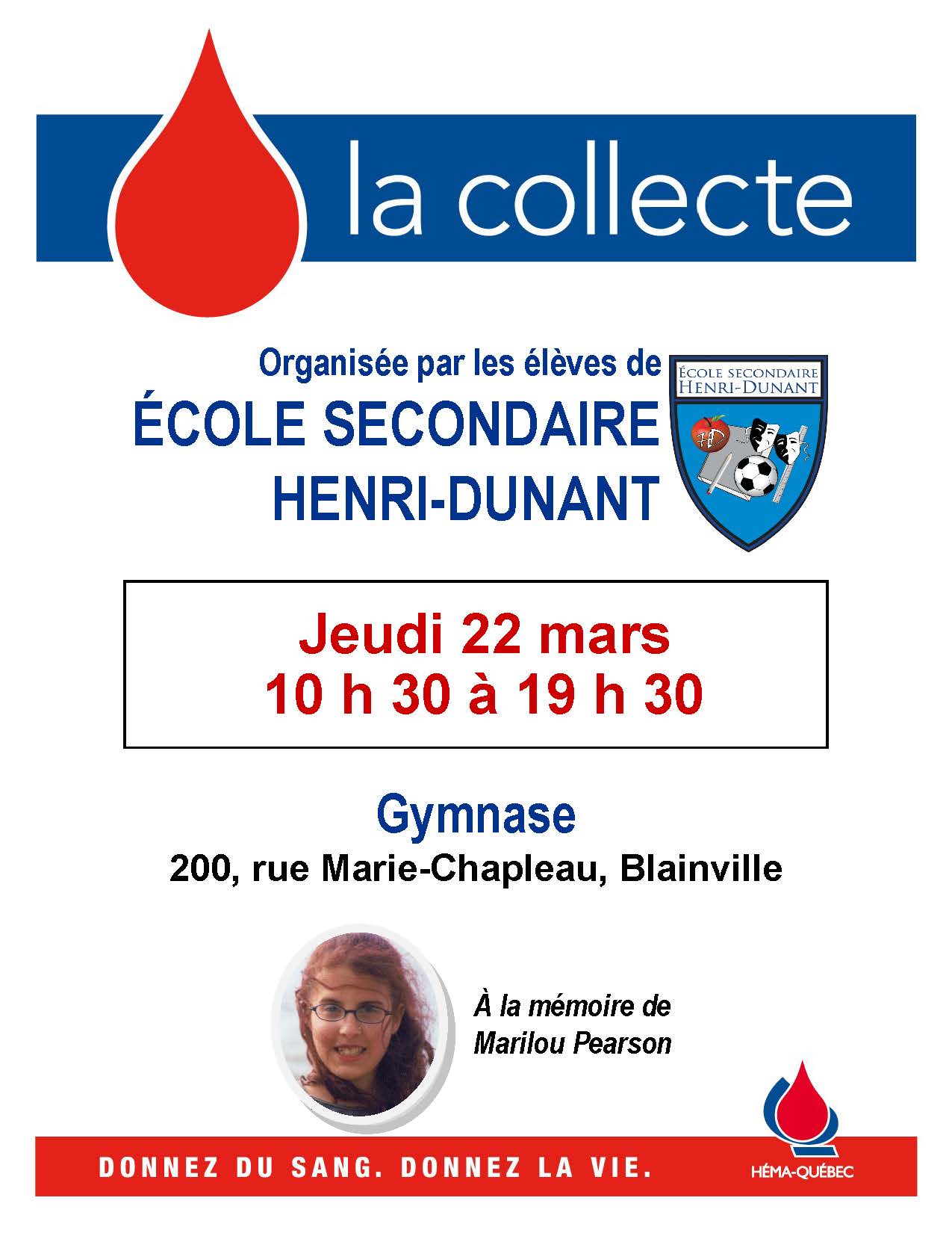 Collecte de sang 22 mars 2018