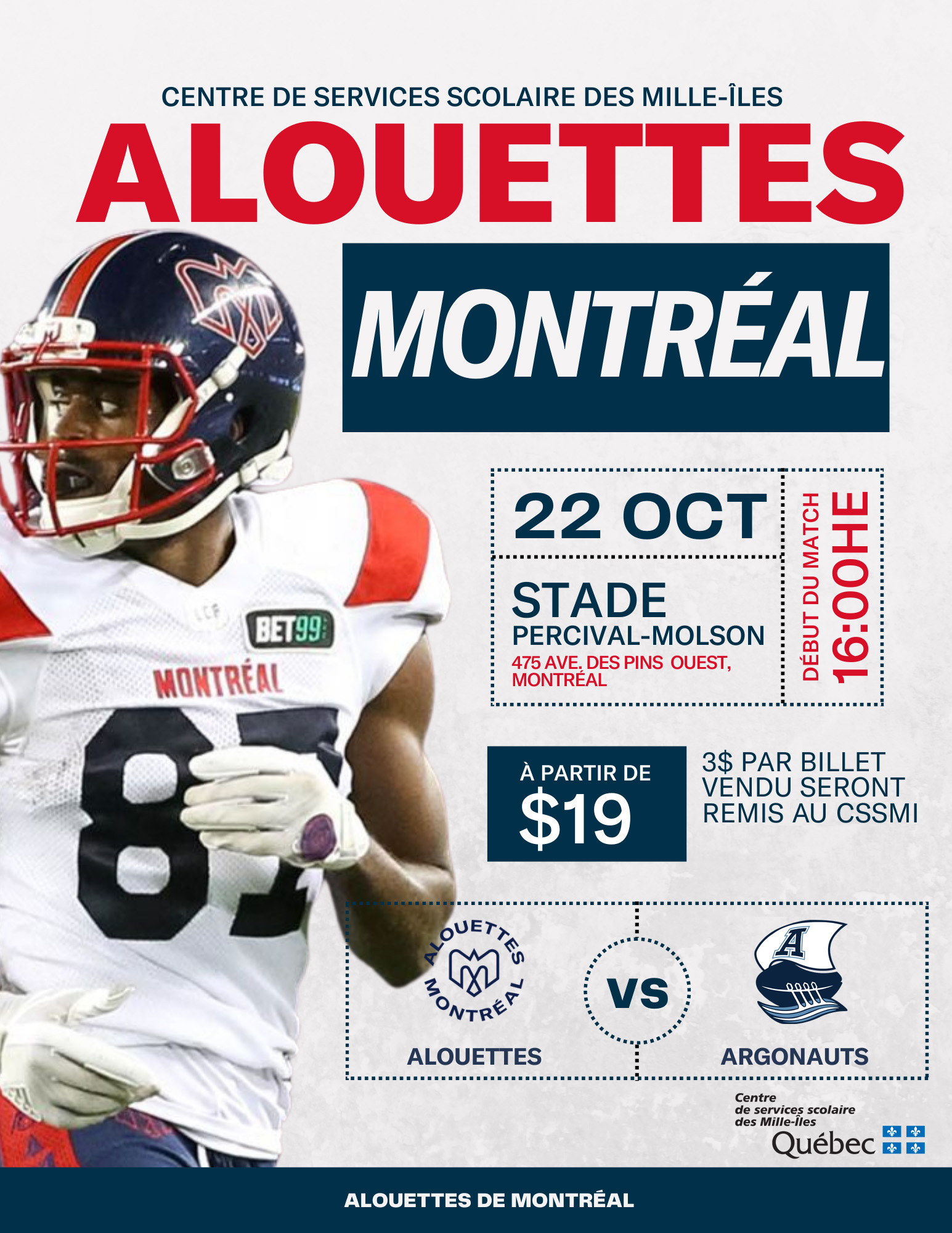 Match Alouettes 22 octobre 2022