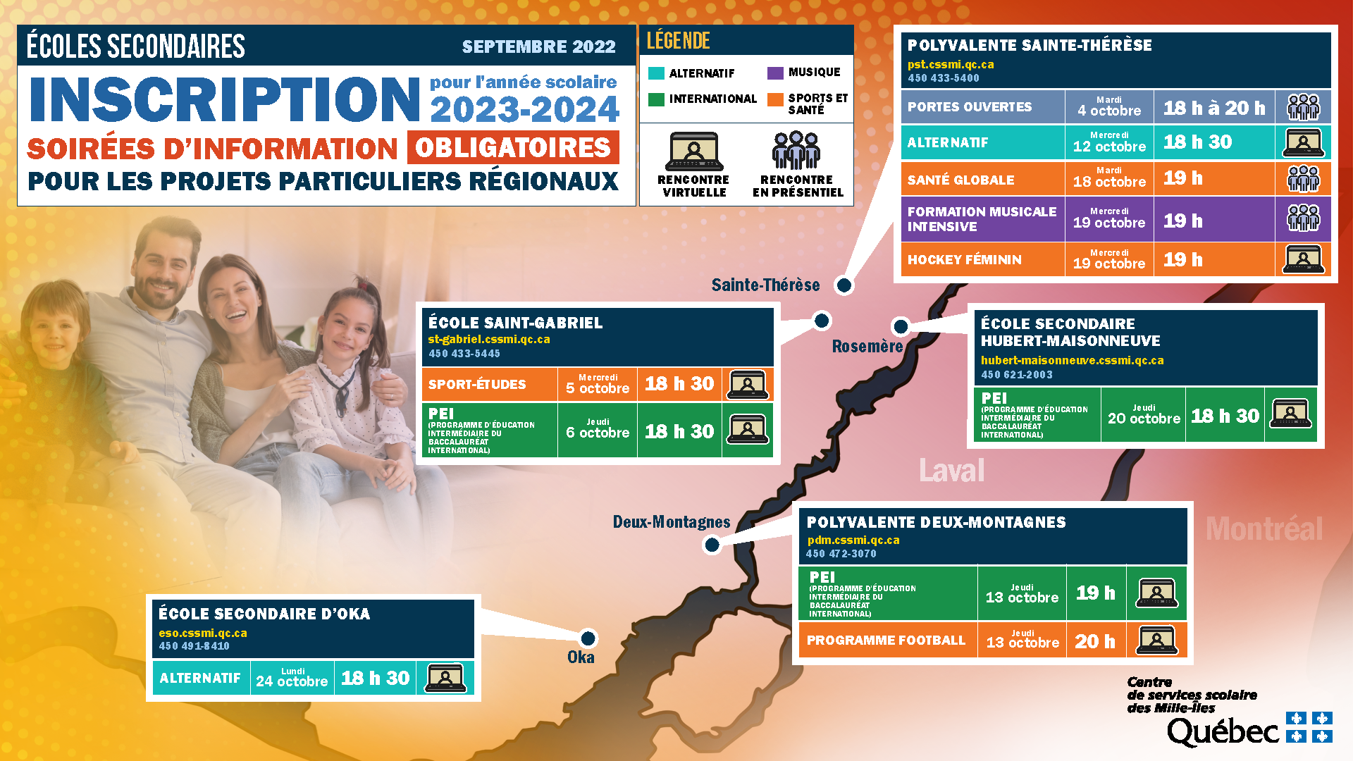 Calendrier soirées d'information obligatoires