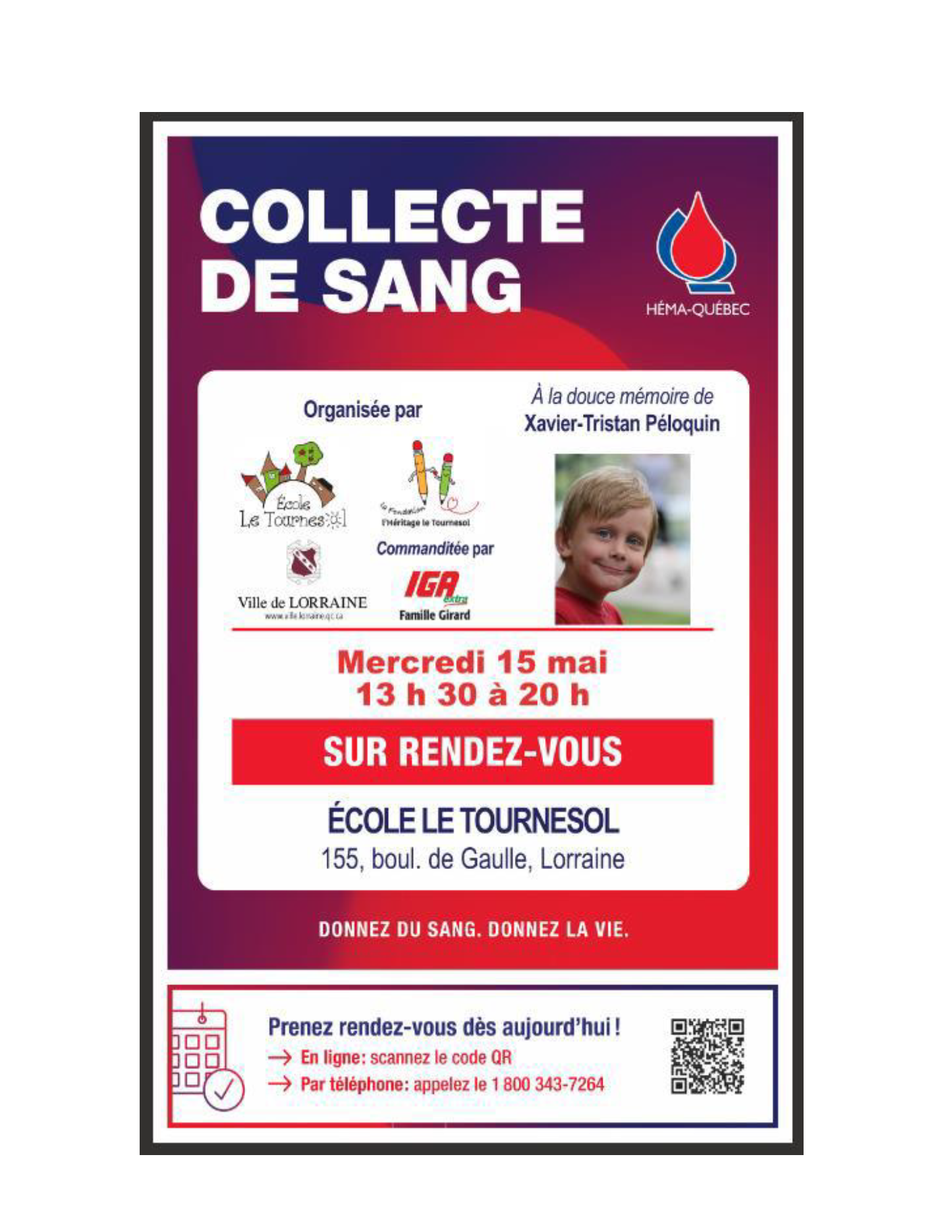 Affiche collecte de sang