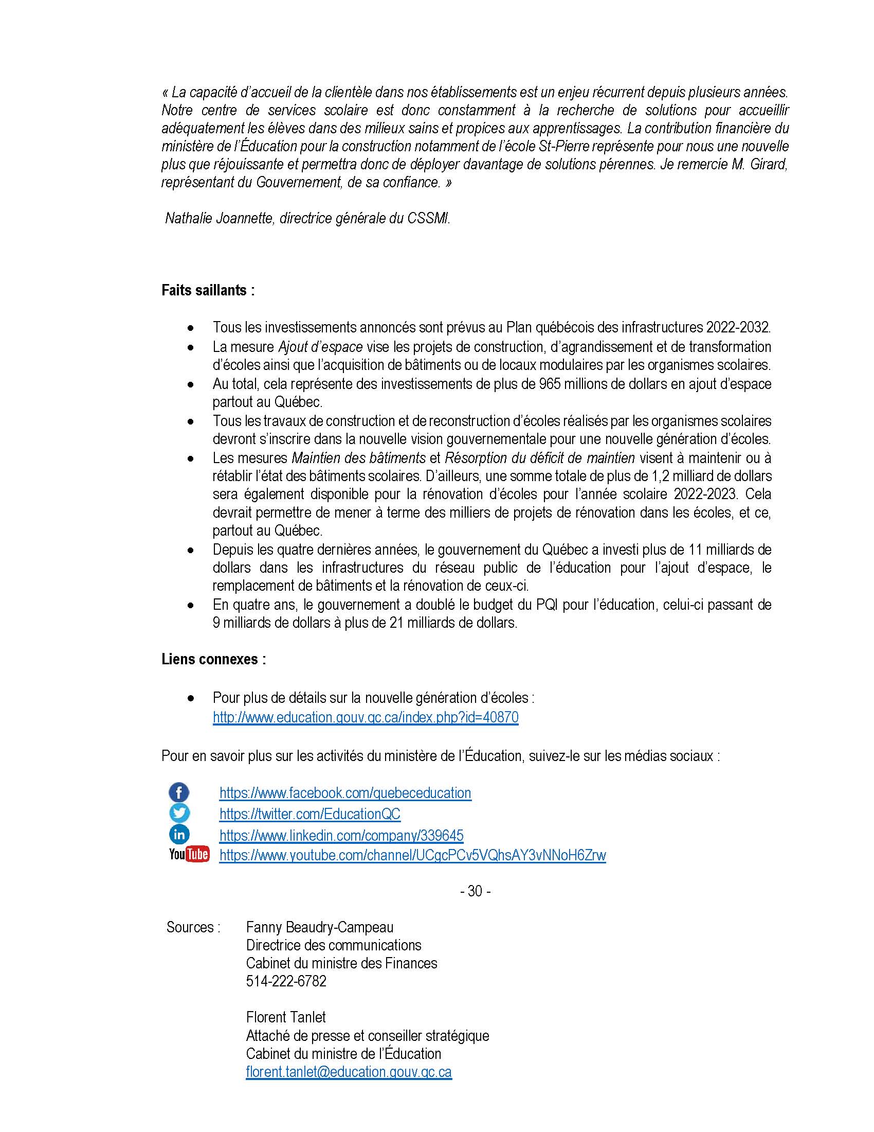 Communiqué 17 juin 2022