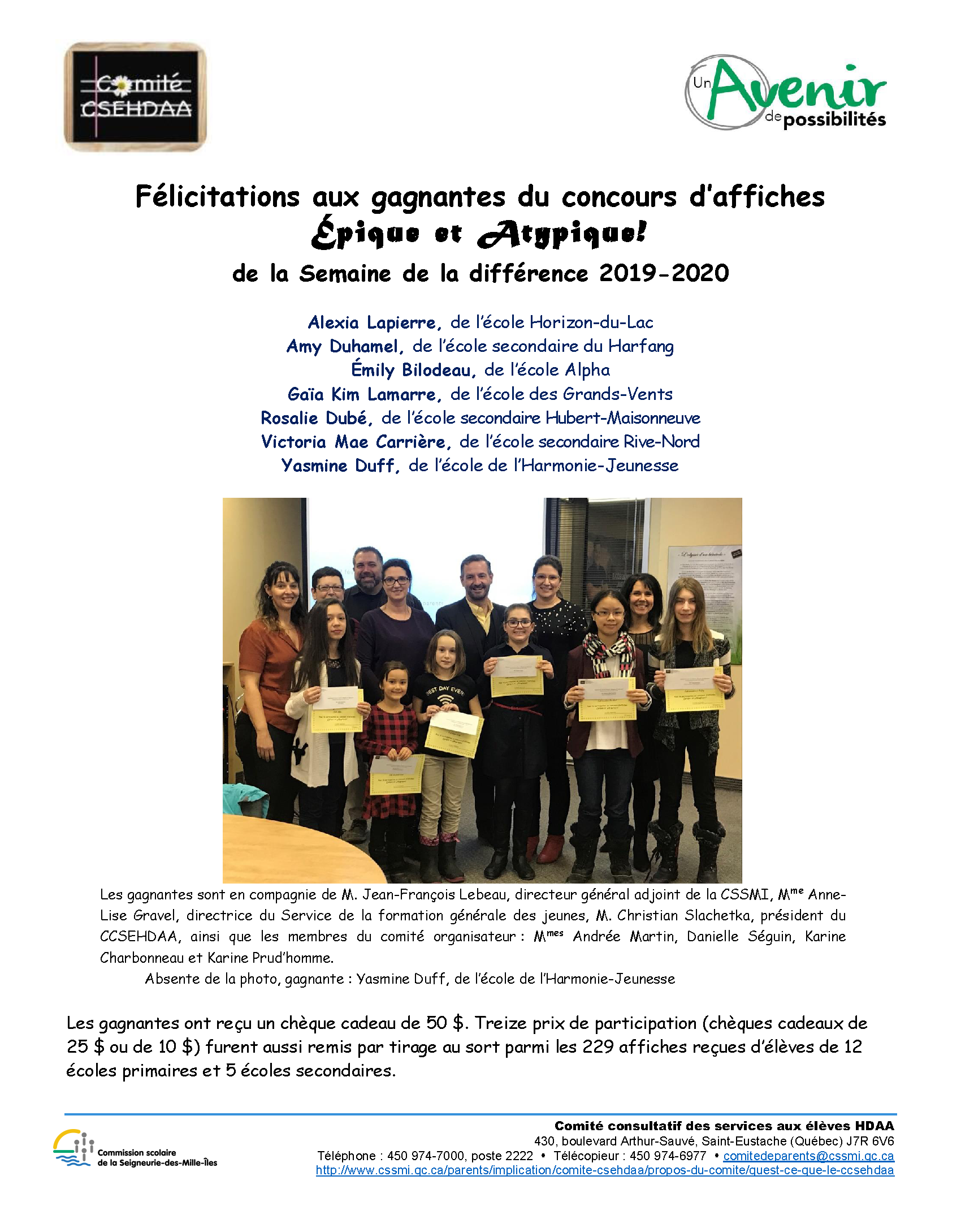 Communiqué gagnantes Épique Atypique