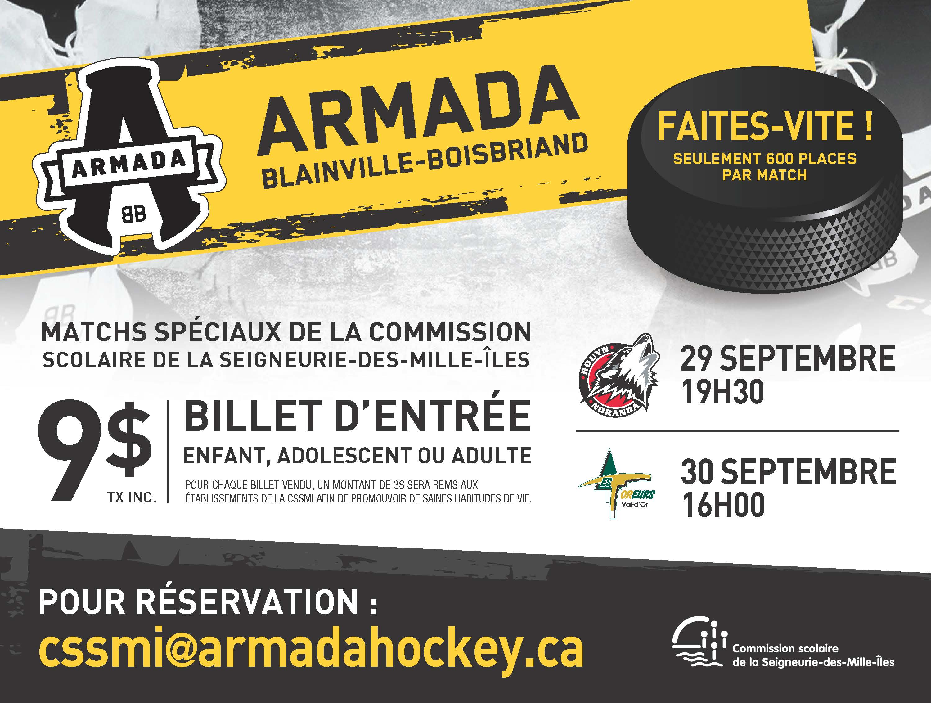 Matchs spéciaux de la CSSMI, 29 septembre 19 h 30 et 30 septembre 16 h